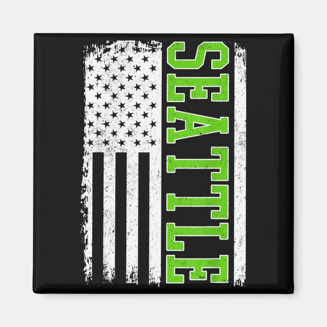 Seattle vintage amerikansk flagga vintage design m magnet (Framsidan)
