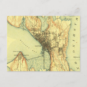Seattle Vintage Karta Travel Vykort