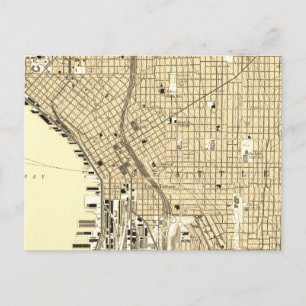 Seattle Vintage Karta Travel Vykort