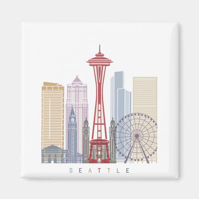 Seattle Vintage Poster Magnet (Framsidan)
