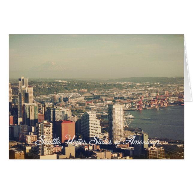 Seattle. Visa från torn. Liggande Hälsningskort (Framsidan Horizontal)