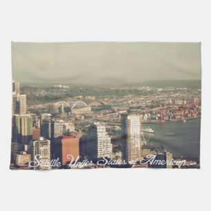 Seattle. Visa från torn. Liggande Kökshandduk