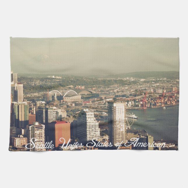 Seattle. Visa från torn. Liggande Kökshandduk (Horisontell)