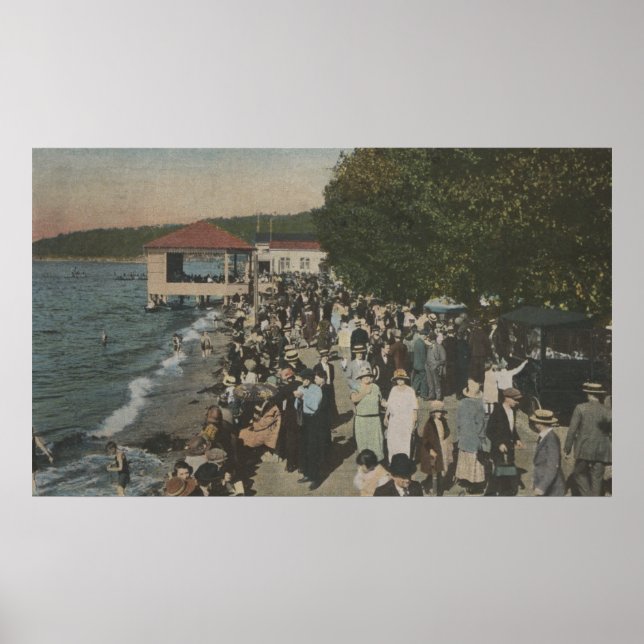 Seattle, WA - Boardpromenad vid Alki Point Poster (Framsidan)