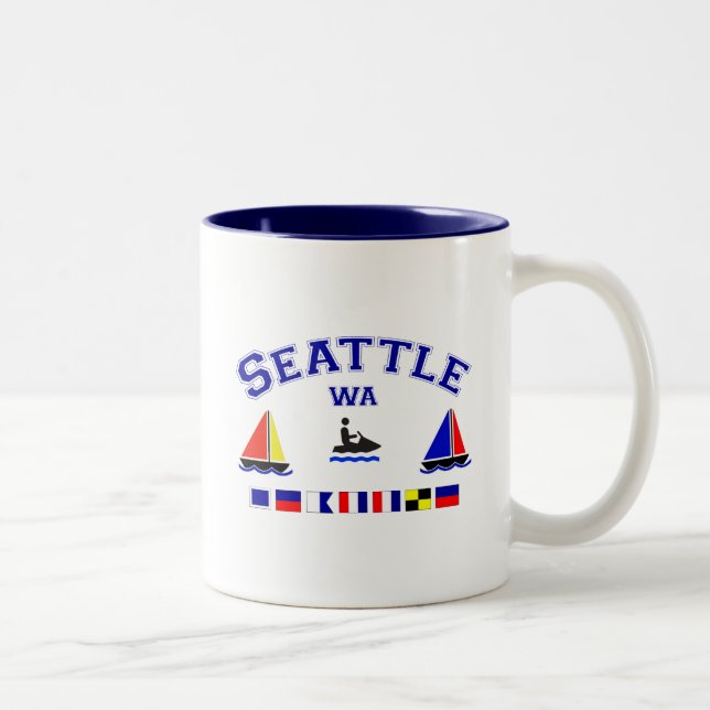 Seattle WA signalerar flaggor Två-Tonad Mugg (Höger)