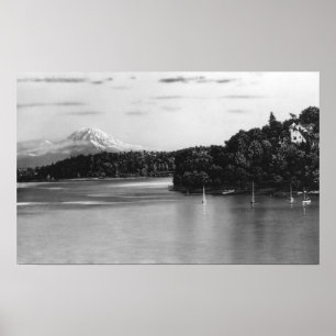 Seattle, WA Sjö Washington View och Rainier Poster