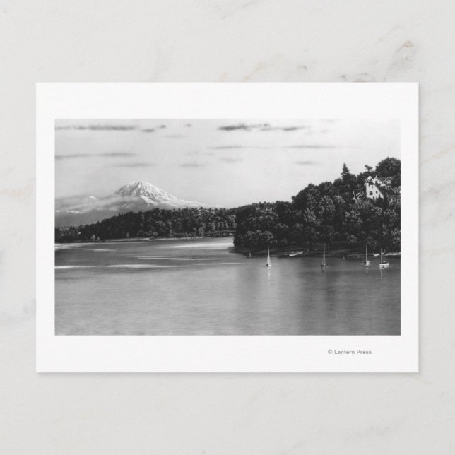 Seattle, WA Sjö Washington View och Rainier Vykort (Framsida)