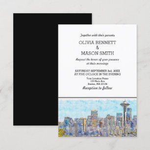 Seattle Wa Skyline Cityscape Bröllopsinbjudan Inbjudningar