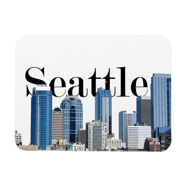 Seattle WA Skyline med Seattle i Himlar Magnet (Horisontell)