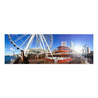Seattle WA | Sunny Pier & Big Wheel | 36 x 12 Fototryck