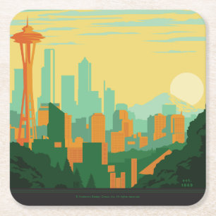 Seattle, WA Underlägg Papper Kvadrat