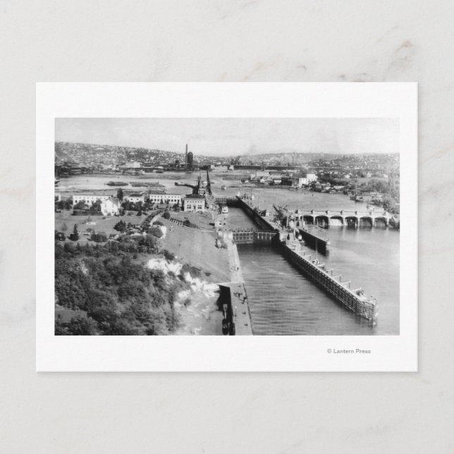 Seattle, WA US Government Locks Ballard View Vykort (Framsida)