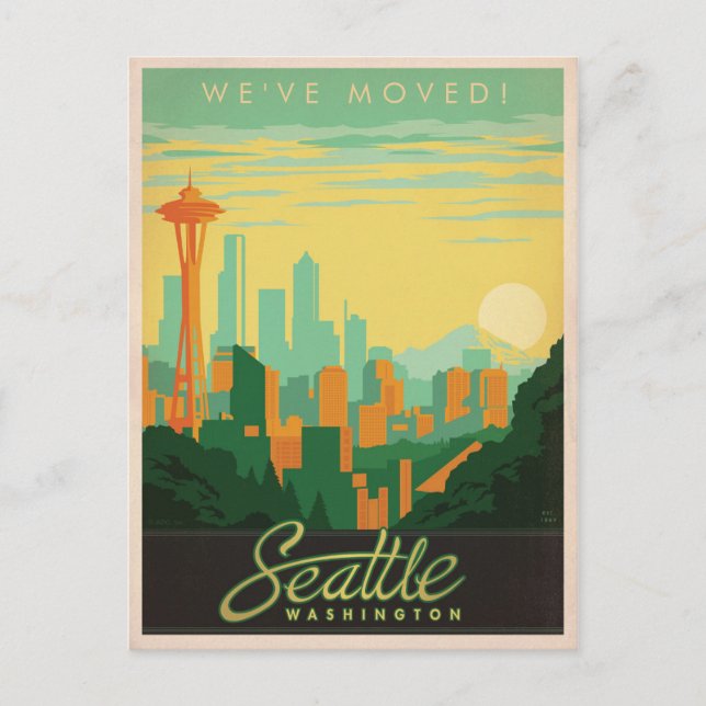 Seattle, WA | Vi har flyttat Inbjudan Vykort (Framsida)