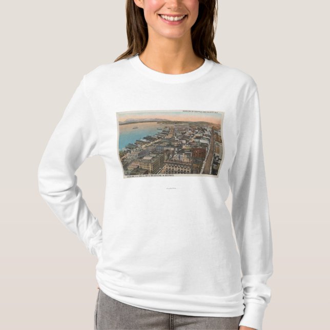 Seattle, WAAerial av i stadens centrum Seattle & T-shirt (Framsida)