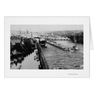 Seattle, WABallard låser Frakt Canal Photograph Hälsningskort