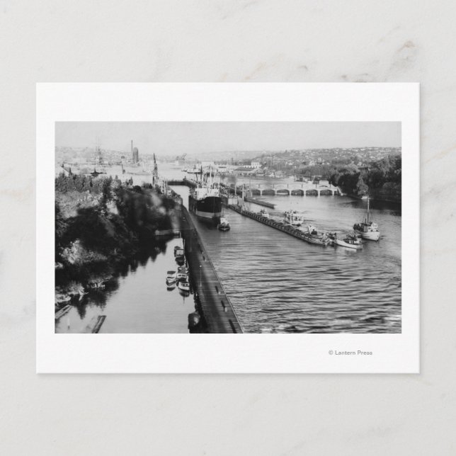 Seattle, WABallard låser Frakt Canal Photograph Vykort (Framsida)