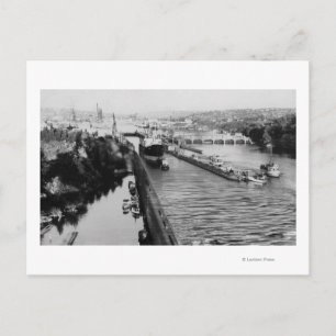 Seattle, WABallard låser Frakt Canal Photograph Vykort