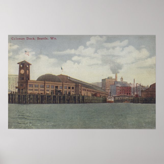 Seattle, WAColeman Dock på Seattle Waterfront Poster (Framsidan)