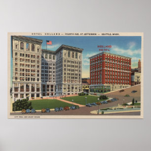 Seattle, WAHotel Holland & kommunala Bldgs Poster