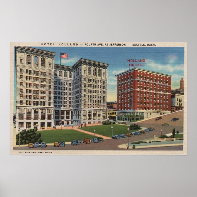 Seattle, WAHotel Holland & Municipal Bldgs Poster (Framsidan)