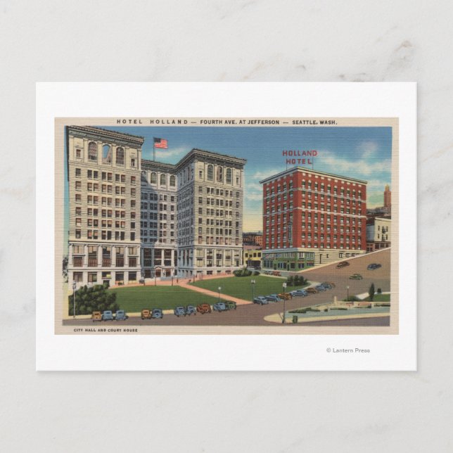 Seattle, WAHotel Holland & Municipal Bldgs Vykort (Framsida)