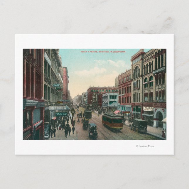 Seattle, Washington Aerial View of First Avenue Vykort (Framsida)