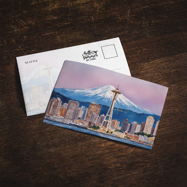 Seattle Washington Akvarell Vykort (Skapare uppladdad)