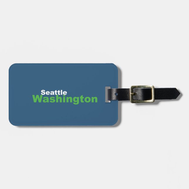 Seattle, Washington Bagageetikett med läderrem Bagagebricka (Horisontell Framsida)