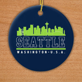 Seattle Washington Beautiful Skyline City Julgransprydnad Keramik