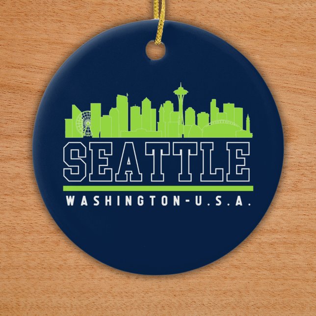 Seattle Washington Beautiful Skyline City Julgransprydnad Keramik (Skapare uppladdad)