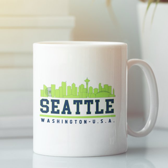 Seattle Washington Beautiful Skyline City Kaffemugg (Skapare uppladdad)