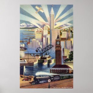 Seattle Washington - beskåda av centra Poster