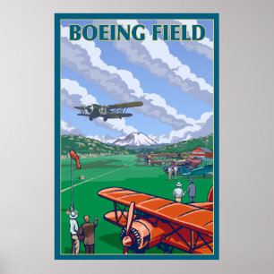 Seattle Washington - Boeing fält Poster