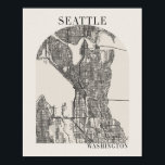 Seattle Washington Boho Arch Beige Street Karta Poster<br><div class="desc">Seattle Washington Boho Minimal Arch Fullt Beige Färg Street Karta</div>