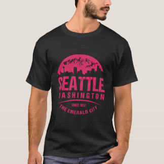 Seattle Washington City Skyline Grunge T Shirt