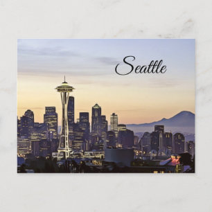 Seattle Washington City Skyline Postcard Vykort