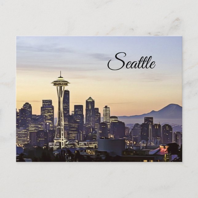 Seattle Washington City Skyline Postcard Vykort (Framsida)