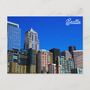 Seattle Washington City Skyline Travel Photo Vykort