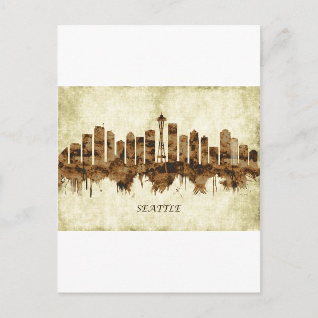 Seattle Washington Cityscape Inbjudan Vykort (Framsida)
