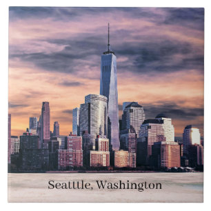 Seattle, Washington Cityscape, märkt. Kakelplatta