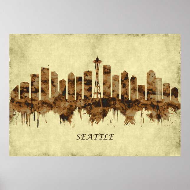 Seattle Washington Cityscape Poster (Framsidan)