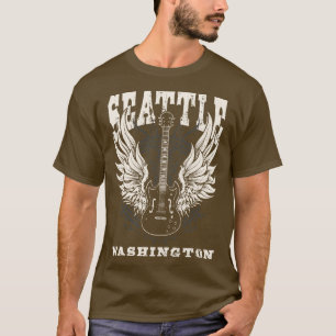 Seattle Washington Distress Guitar Angel Vingar M T Shirt