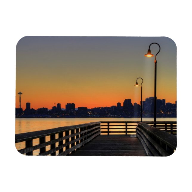 Seattle Washington Downtown Skyline Magnet (Horisontell)