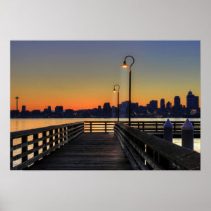 Seattle Washington Downtown Skyline Poster