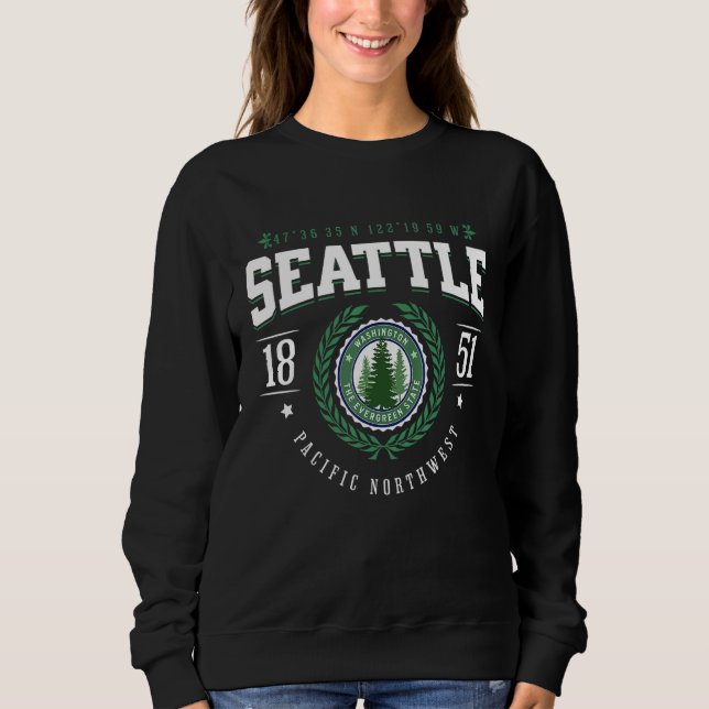 Seattle Washington Evergreen Pine Tree Sunset WA S T Shirt (Framsida)