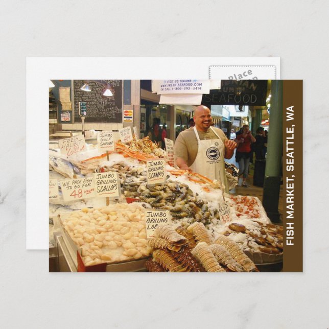 Seattle Washington Fish Market Vykort (Fram/baksida)