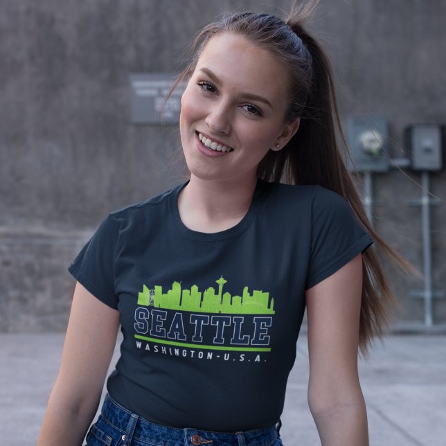 Seattle Washington Fun Skyline City T Shirt (Skapare uppladdad)