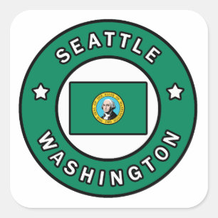 Seattle Washington Fyrkantigt Klistermärke