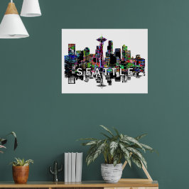 Seattle, Washington i graffiti Poster