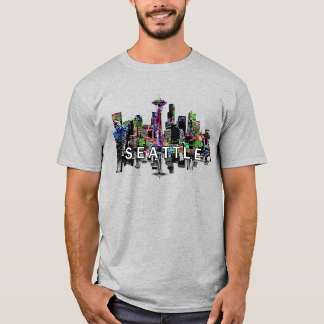 Seattle, Washington i graffiti T Shirt (Framsida)